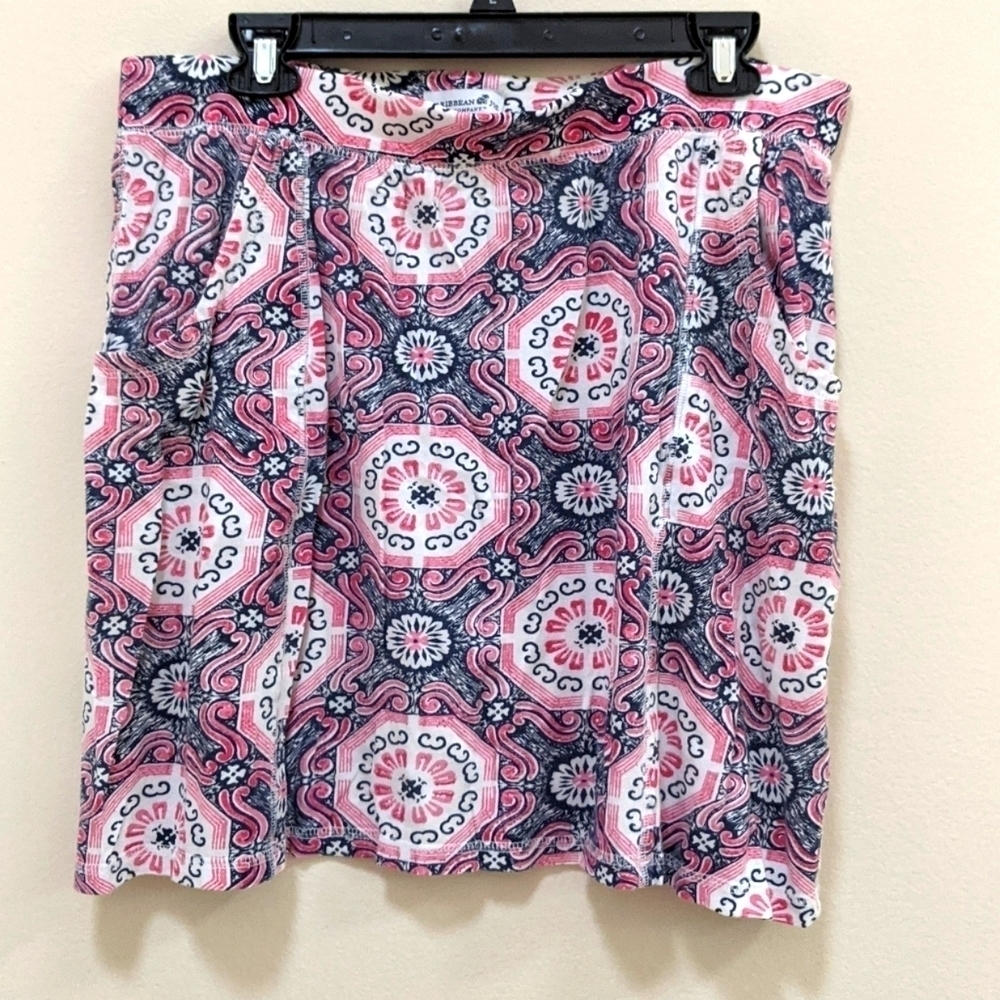 Caribbean Joe & Co Women's Pink Midi Skirt w/Pockets Size Large